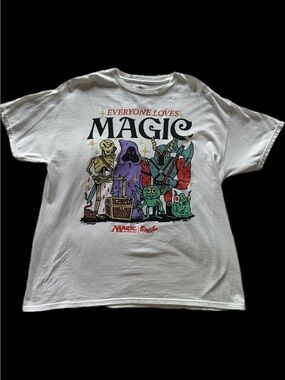 wizard of barge white “everyone loves magic” tee / sz xl